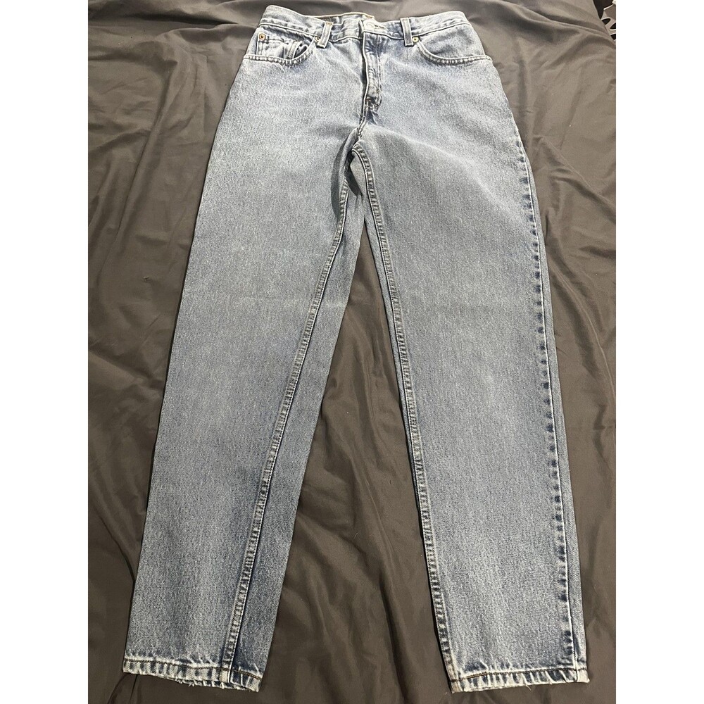 vintage Levi's 550 Jeans Juniors 9 Blue Relaxed Fit Tapered Leg Light Wash Denim